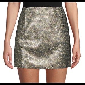 Free People Skinny Sequin Camo Mini Skirt size 12 New
